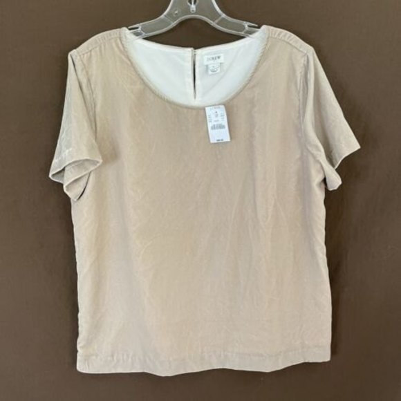 NEW J. Crew Factory Velvet T-shirt Top Blouse Warm Pebble Pink Size MEDIUM K3491 - Picture 2 of 6